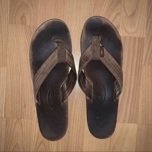 Rainbow Brown Leather Flip Flop Sandals